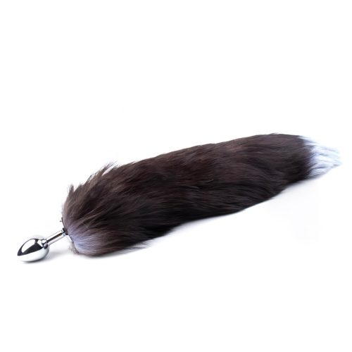 Sunfo - fém anál plug rókafarokkal (vörös-fekete)