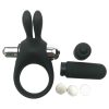 Pulselock Vantr - vibrációs nyuszis péniszgyűrű (fekete) - 30mm