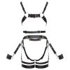 ZADO - többrészes bőr harness szett bilinccsel - fekete (S-M)