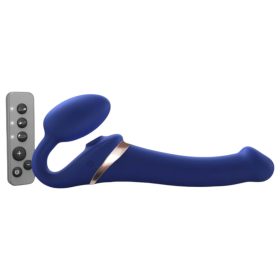   Strap-on-me M - felcsatolható, léghullámos vibrátor (kék)