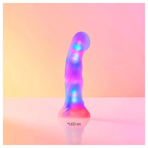 Love to Love Sugar Bomb - világító LED-es szilikon dildó (rózsaszín-sárga) - 16,9 cm