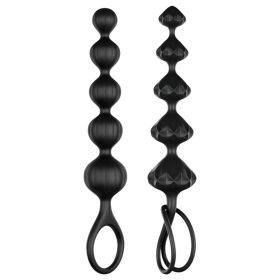   Satisfyer Love Beads - gyöngyös anál dildó szett (fekete)