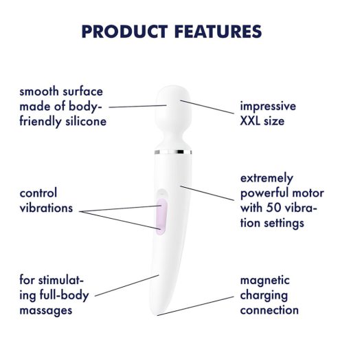 Satisfyer Wand-er Woman - vízálló masszírozó vibrátor (fehér)