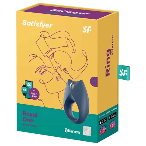 Satisfyer Royal One – App-vezérelt vibrációs péniszgyűrű, férfiaknak (kék)