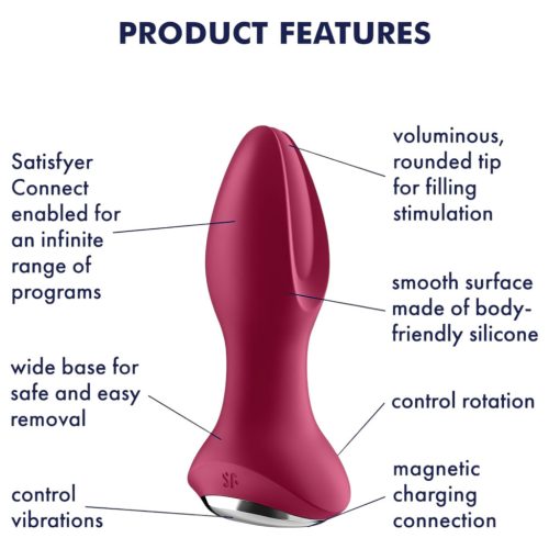 Satisfyer Rotator Plug 2 - akkus, gyöngyös anál vibrátor (piros)