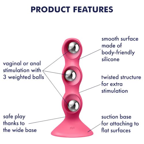 Satisfyer Triple Ball-R - gyöngyös análvibrátor (pink)