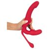 You2Toys Strapless - felcsatolható 3 ágú vibrátor (piros)