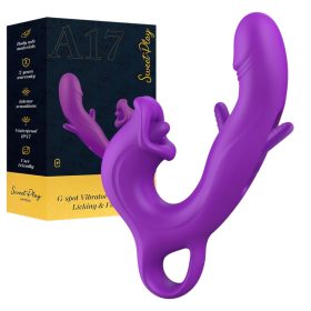   Erospace Sweet Play - nyelves csiklóizgató és bólogató G-pont vibrátor (lila)