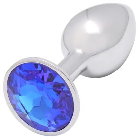 Sunfo - fém anál plug kék kővel (ezüst)