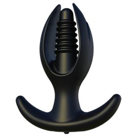   Kangvo - mágneses, felfújható bordázott anál plug (fekete)