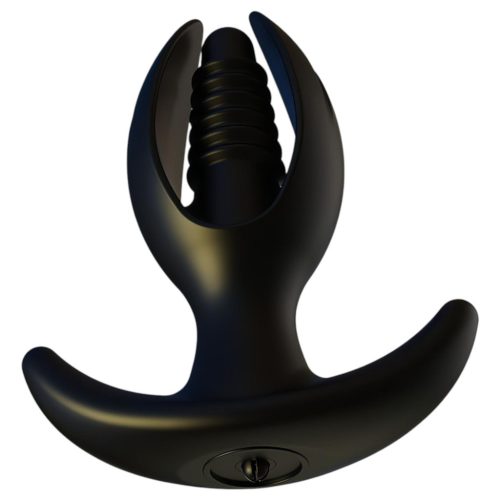 Kangvo - mágneses, felfújható bordázott anál plug (fekete)