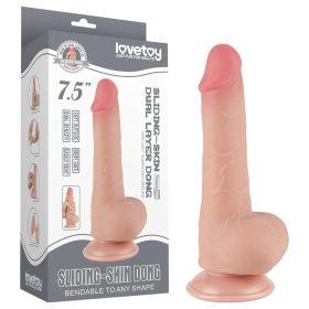   Sliding-Skin - tapadókorongos kétrétegű dildó - 19,5 cm (natúr)
