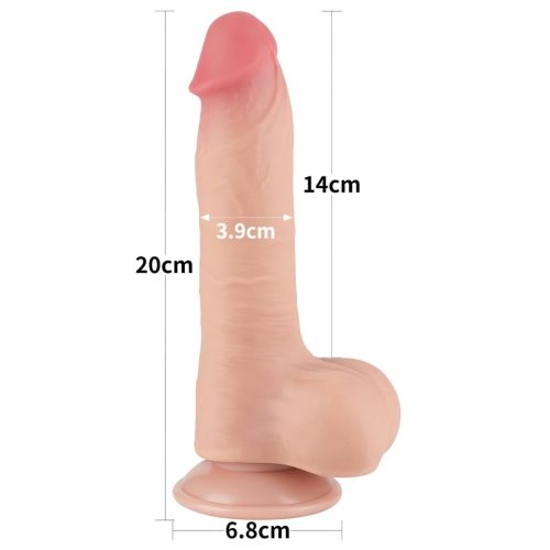 Lovetoy Sliding-Skin - herés kétrétegű dildó - 20 cm (natúr)
