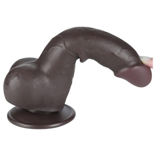 Lovetoy Sliding-Skin - herés kétrétegű dildó - 19,5 cm (barna)
