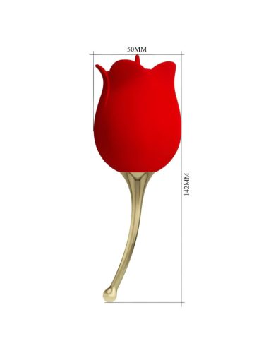 Pretty Love Rose Lover - nyelves 2in1 csikló vibrátor (piros)