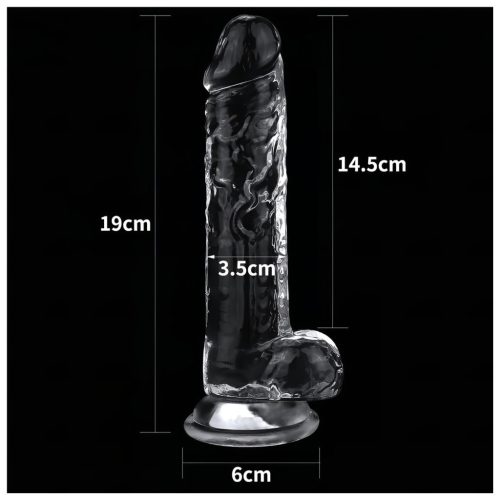 Lovetoy Flawless Clear - tapadókorongos dildó - 19cm (átlátszó)