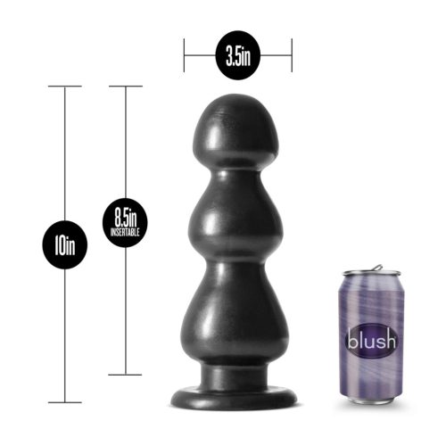 Blush Jet - tapadótalpas, gyöngyös dildó (fekete)