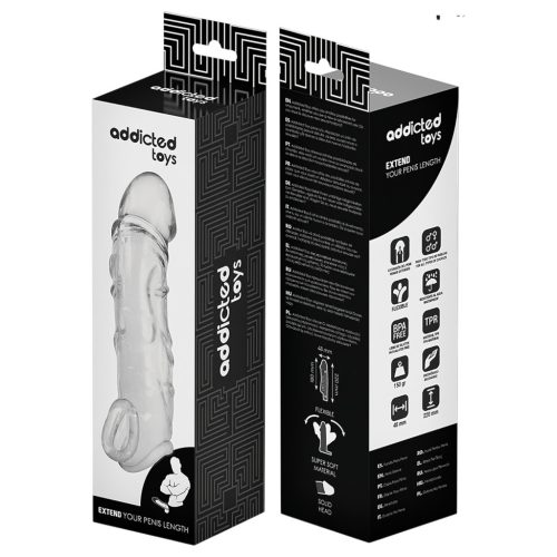 Addicted Toys - péniszköpeny heregyűrűvel - 27 cm (áttetsző)