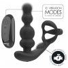 Addicted Toys - forgó fejes análvibrátor péniszgyűrűvel (fekete)