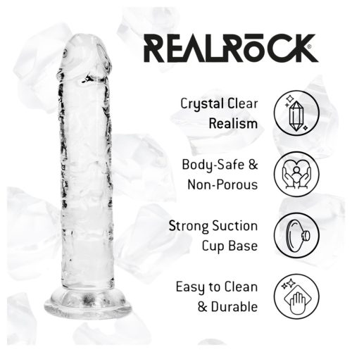 RealRock - élethű dildó tapadókoronggal (átlátszó) - 12,7 cm