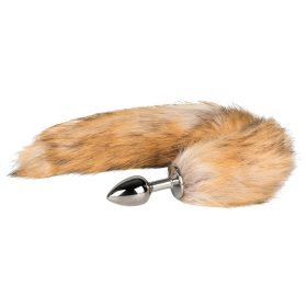   Easytoys Fox NO1 - fém anál plug rókafarokkal (ezüst-vörös)