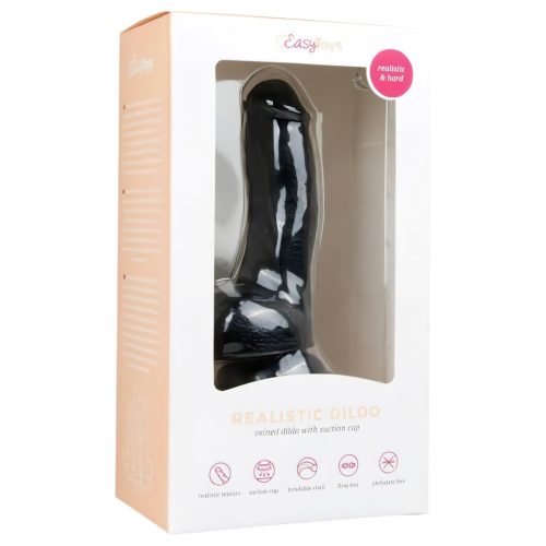Easytoys - tapadókorongos, herés dildó (15cm) - fekete