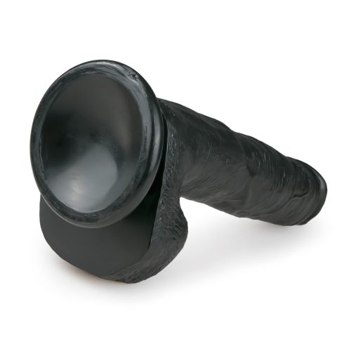 Easytoys - tapadókorongos, herés nagy dildó (26,5cm) - fekete