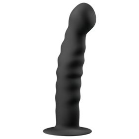   Easytoys Ribbed - tapadókorongos anál dildó (14cm) - fekete