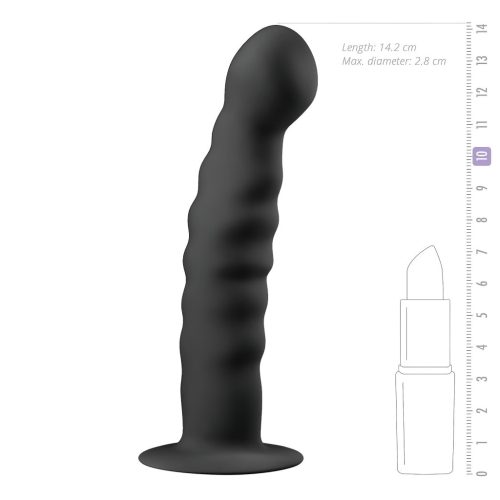 Easytoys Ribbed - tapadókorongos anál dildó (14cm) - fekete