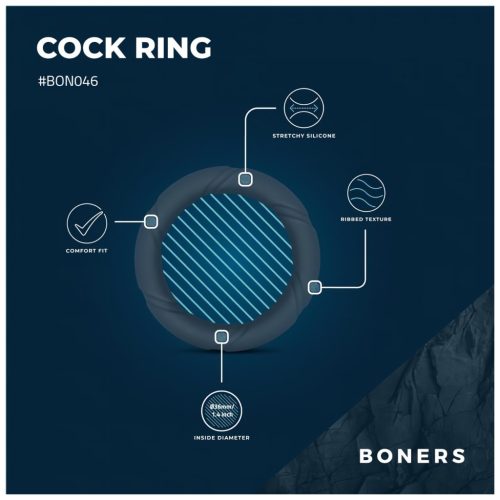 Boners Ergo - szilikon péniszgyűrű (szürke)