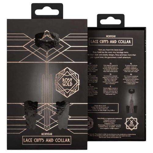 Rosy Gold - nyakörv és csukló bilincs (fekete)