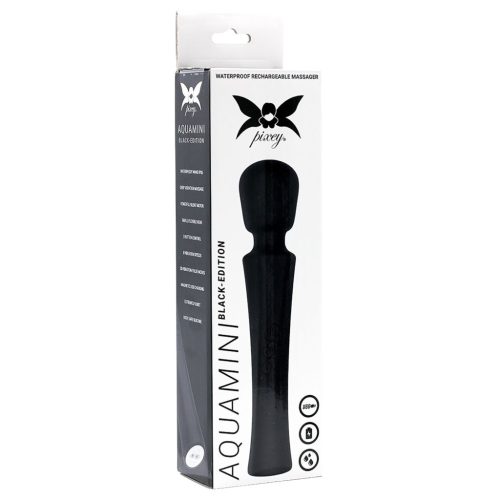 Pixey Aquamini - mini wand vibrátor (fekete)
